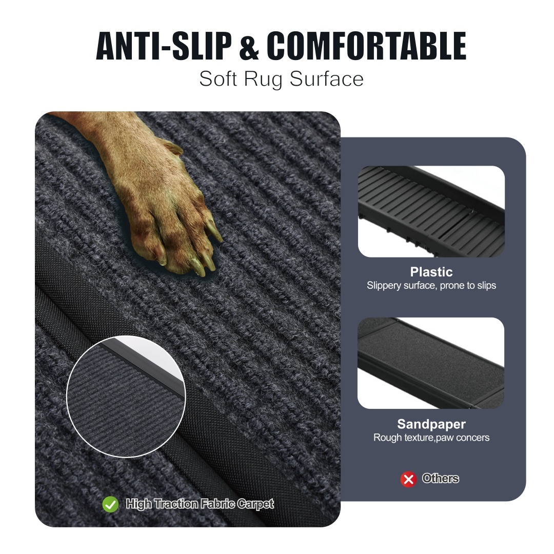 Dog Ramp For Car 65x17 Large Folding Pet Stair Ramps For Truck, SUV, With Non-Slip Surface, Up To 250LBS, Outdoor Dog Car Ramp For Medium Large Dogs, Portable Pet Steps - Image 3