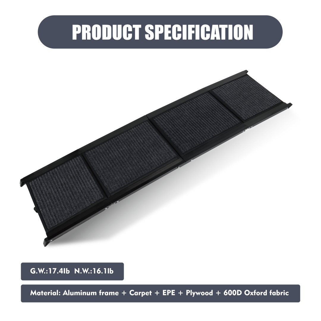 Dog Ramp For Car 65x17 Large Folding Pet Stair Ramps For Truck, SUV, With Non-Slip Surface, Up To 250LBS, Outdoor Dog Car Ramp For Medium Large Dogs, Portable Pet Steps - Image 5