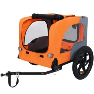 Utdoor Heavy Duty Collapsible Pet Bike Trailer With 16-Inch All Terrain Wheels & Universal Hitch   Foldable Dog Cargo Carrier Cart For Bicycles