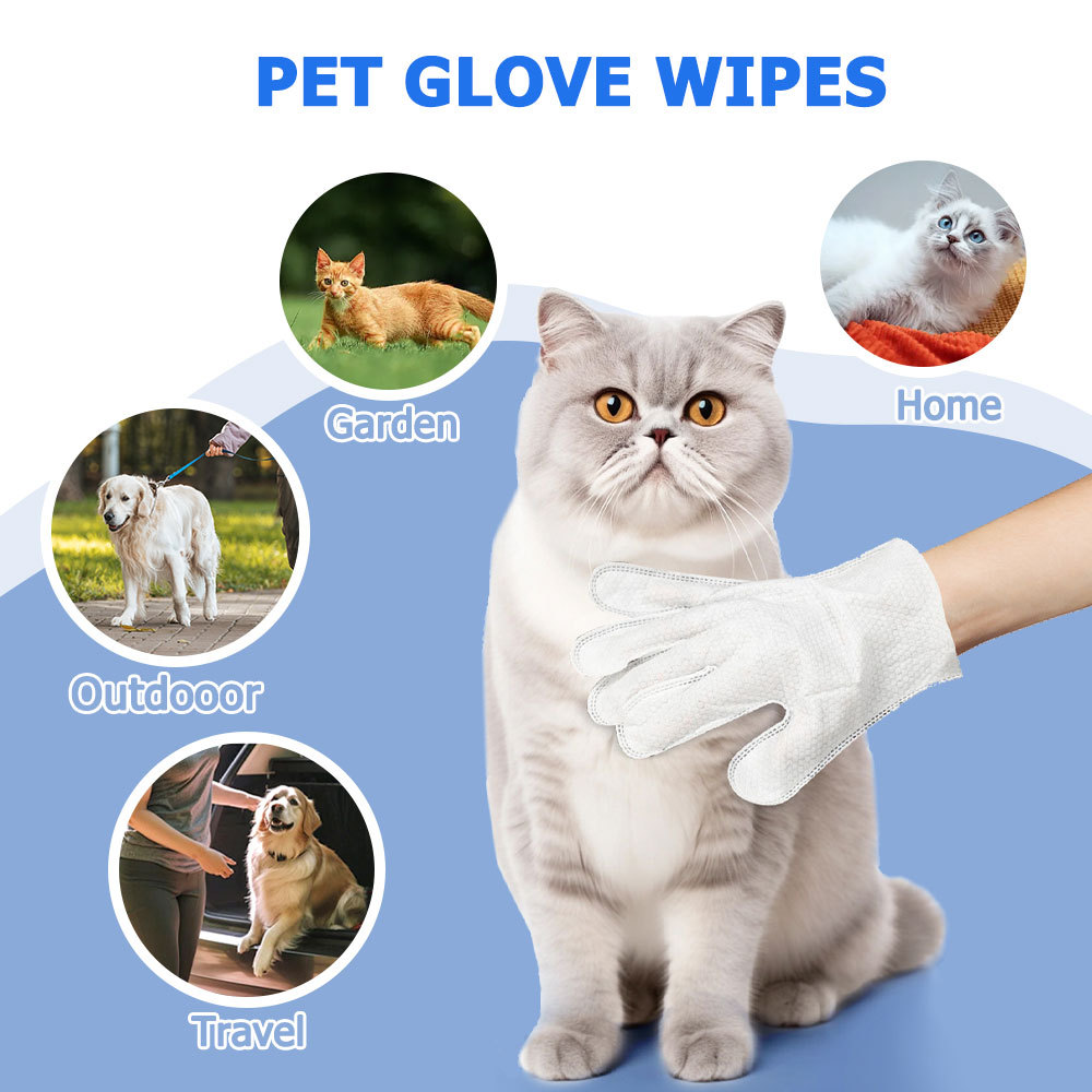 Glove shaped pet wipes