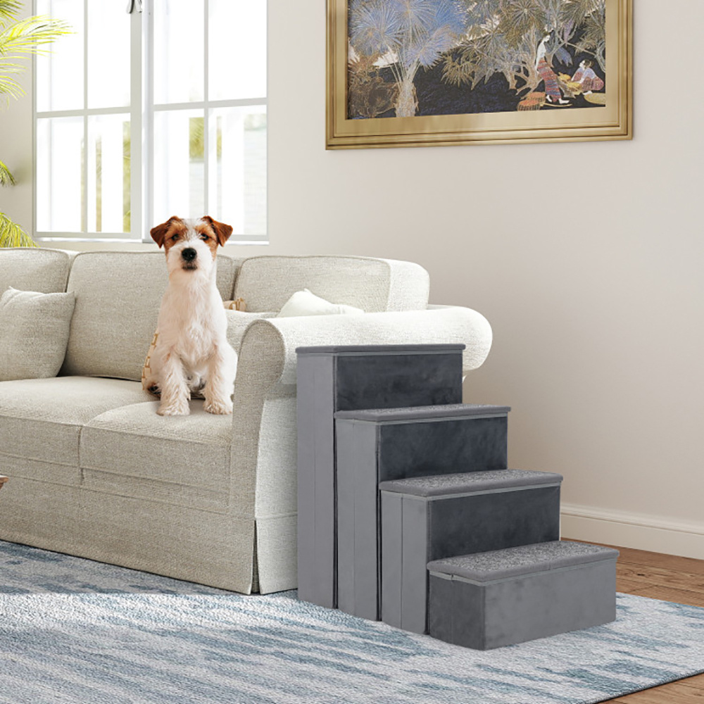 4-Step Dog Stairs Non-slip Foldable Dog Ramp With Adjustable Steps - Image 4