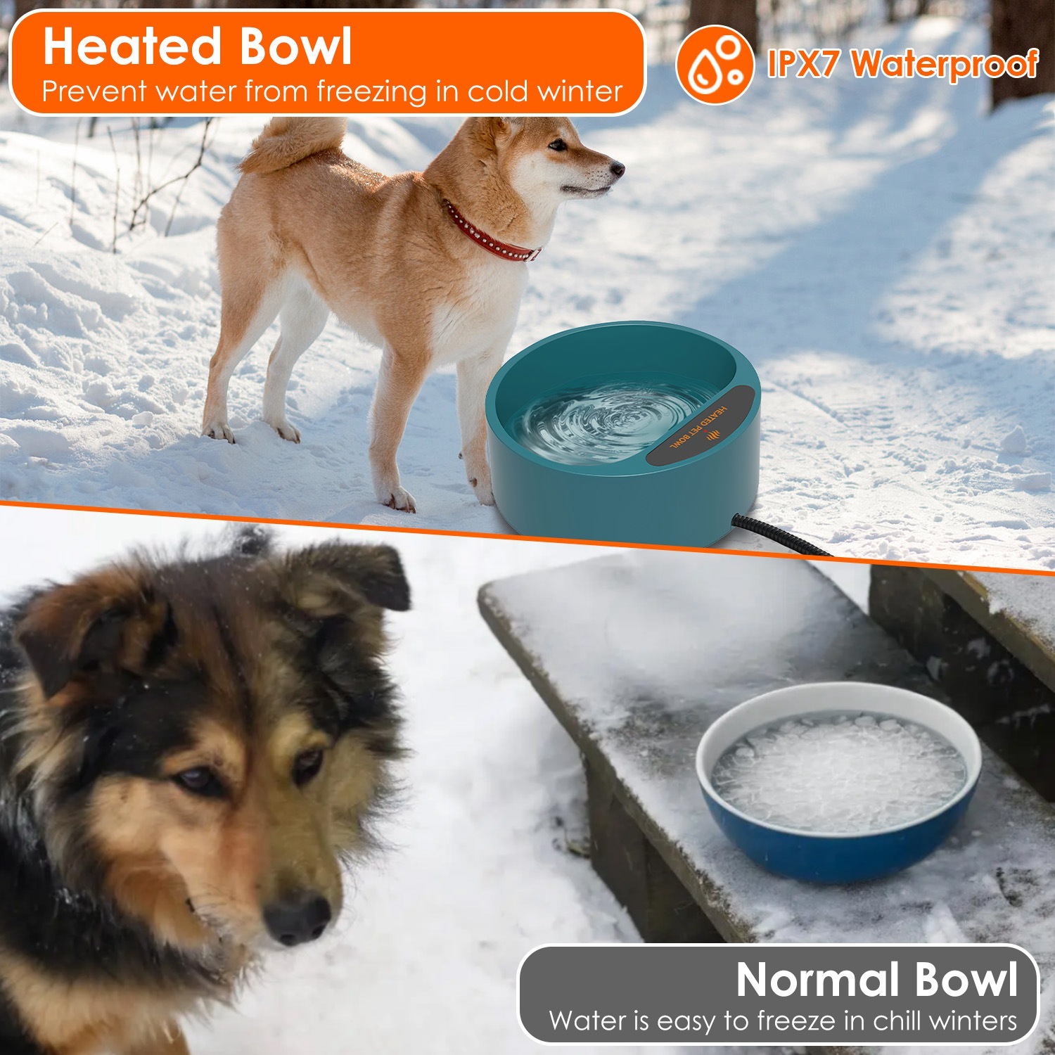 1Pc Heated Water Bowl For Dog Cat 74.4OZ Heating Water Dish IP67 Waterproof Thermal Water Bowl Heated Pet Bowl Dog Cat Water Feeder Bowl For Dog Cat Rabbit Pet - Image 2