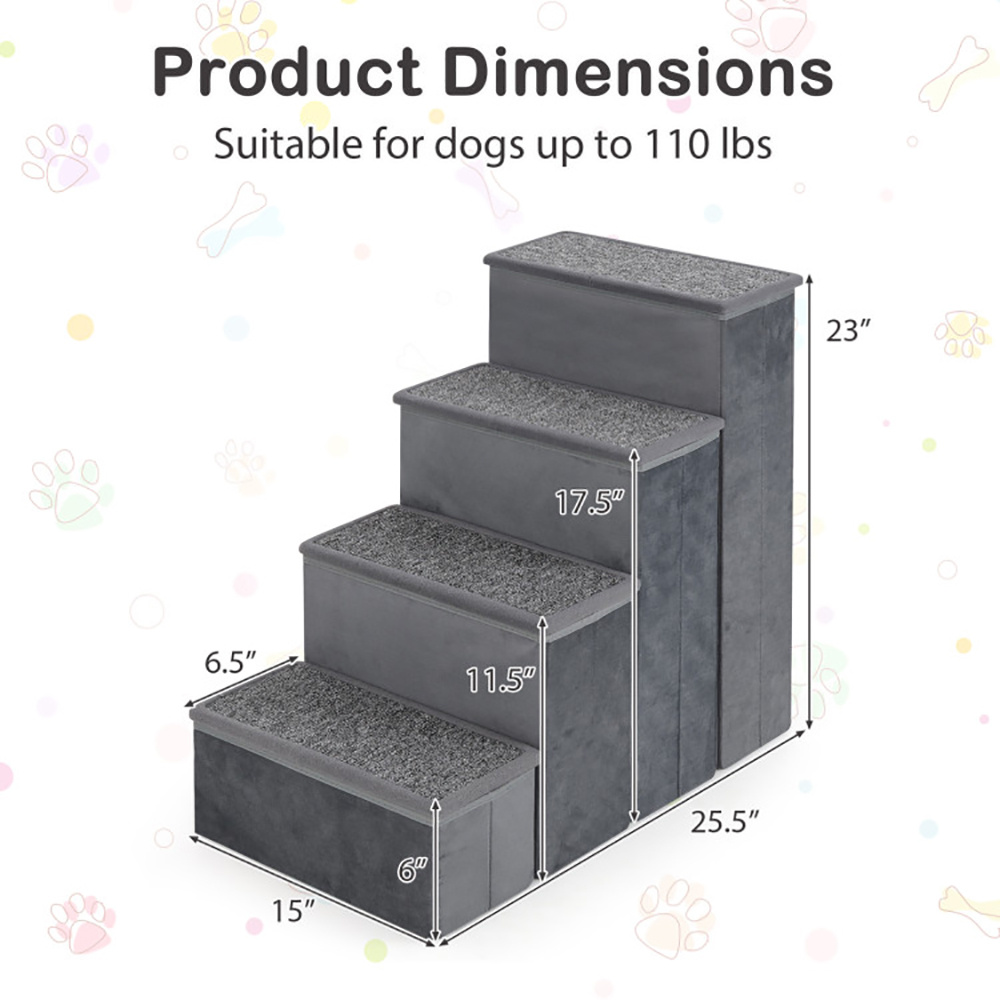 4-Step Dog Stairs Non-slip Foldable Dog Ramp With Adjustable Steps - Image 9