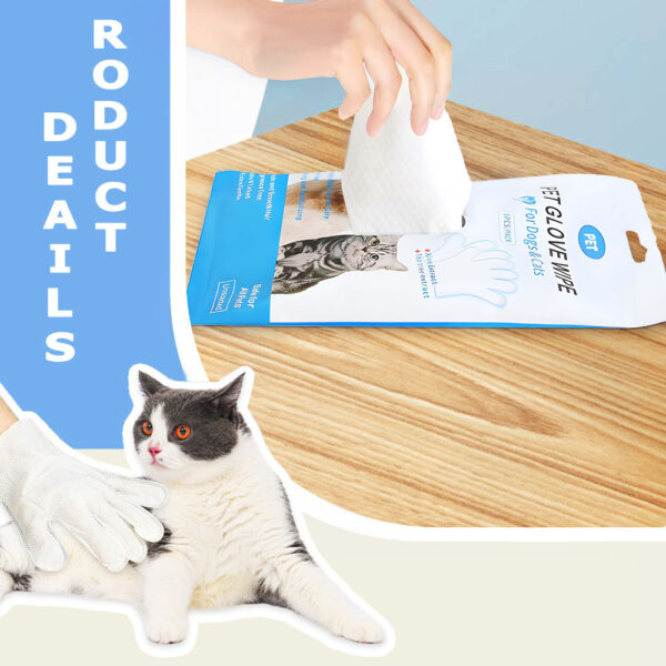Glove shaped cleaning wipes for pet
