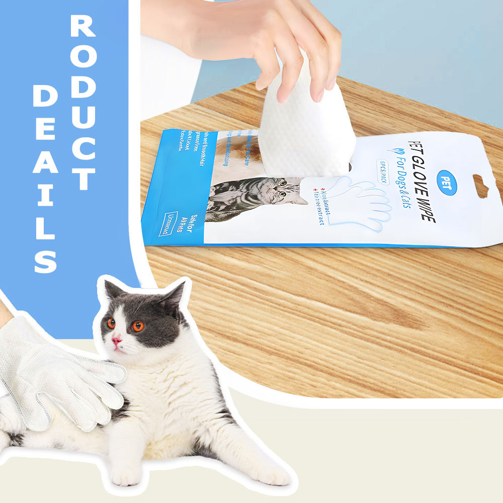 Glove shaped cleaning wipes for pet