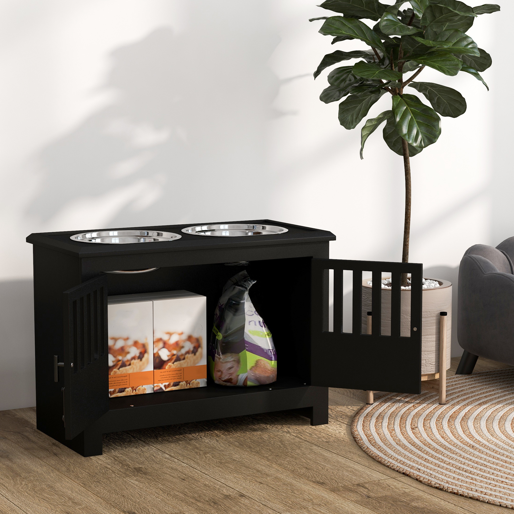 Dog Food Storage Cabinet with Bowls & Dog Feeding Station - Image 7