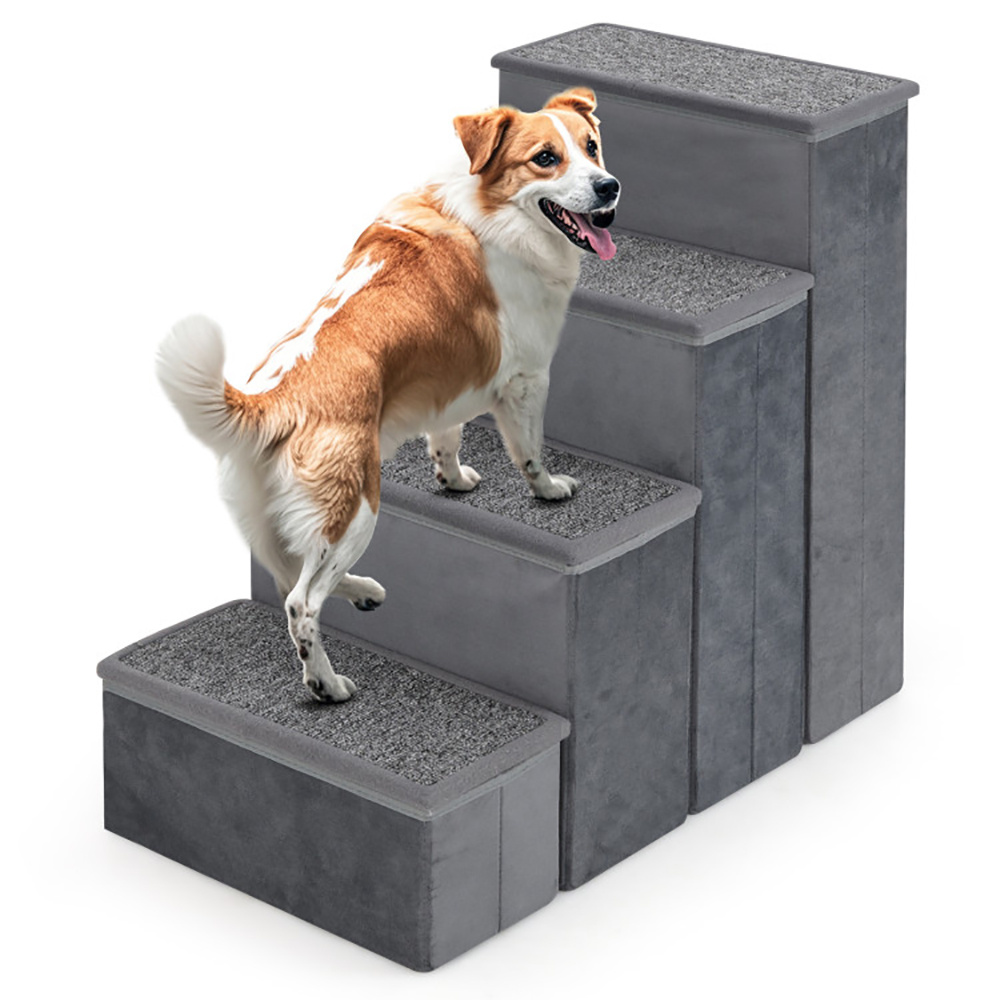 4-Step Dog Stairs Non-slip Foldable Dog Ramp With Adjustable Steps - Image 3