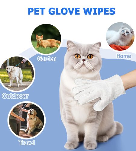 Glove shaped pet wipes